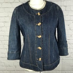 Winter Silks 3/4 Sleeve Fitted Denim Jacket